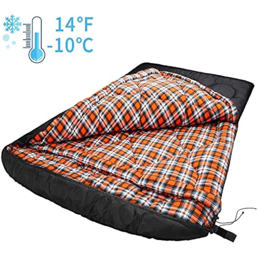 Jolof Store Double Sleeping Bag | 0 Degree Winter Queen Size Cotton Flannel