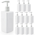 Okllen 12 Pack Plastic Pump Bottles – 16oz White Square Soap Dispensers