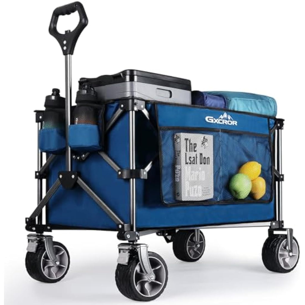 GXCROR 200L Folding Wagon – Heavy Duty 330 lbs All-Terrain Beach Cart