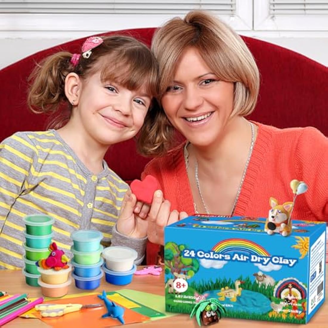 iFergoo 24 Colors Air Dry Modeling Clay Kit – Non-Toxic DIY Creative Set