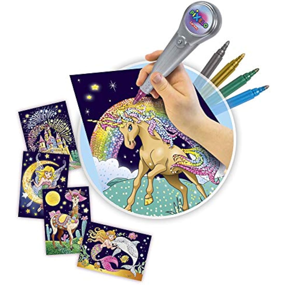 Lansay Pixelo Metallic Drawing Set – Electronic Art Pen with 6 Markers