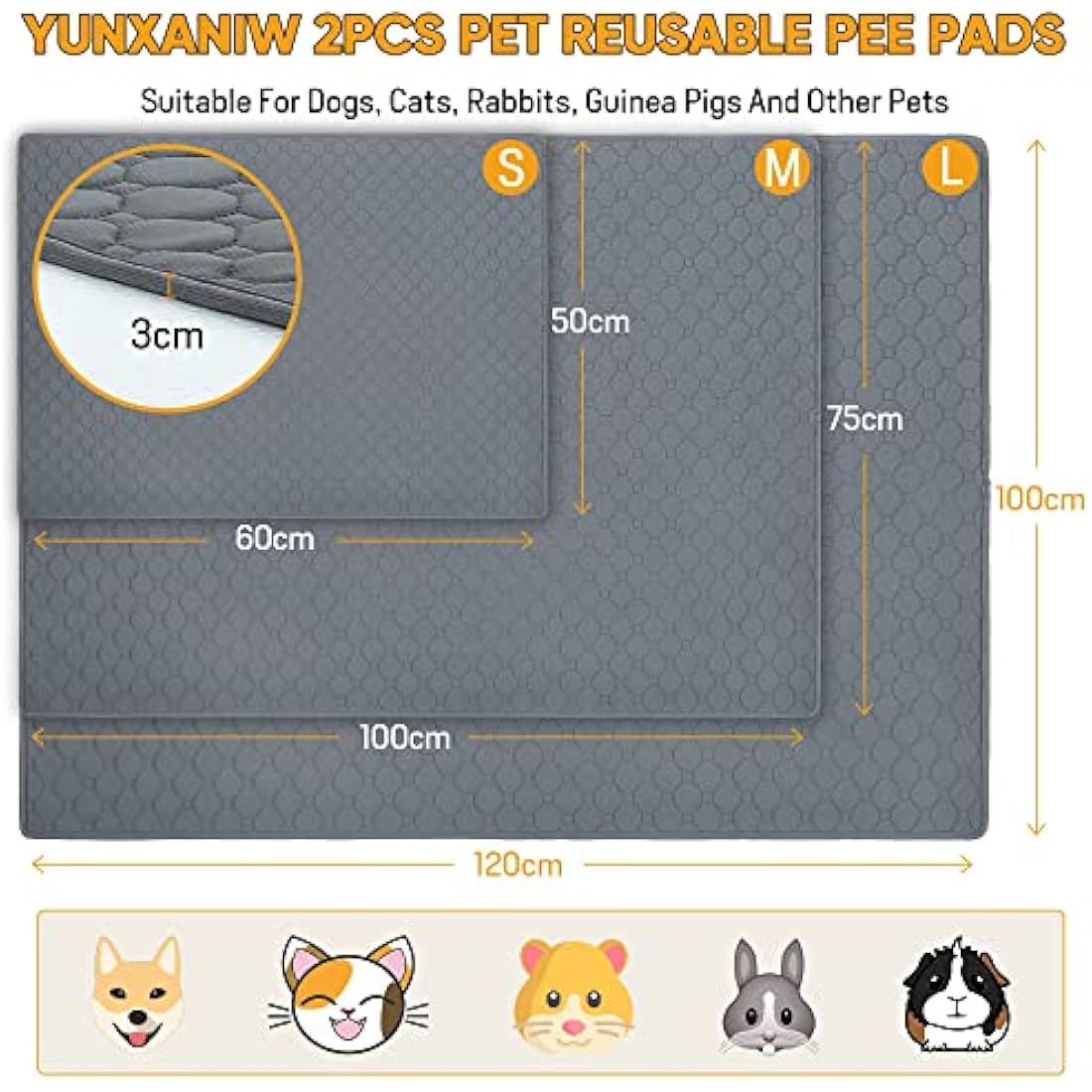 Reusable Dog Training Pads | Washable Waterproof Pee Pads (2 Pack)