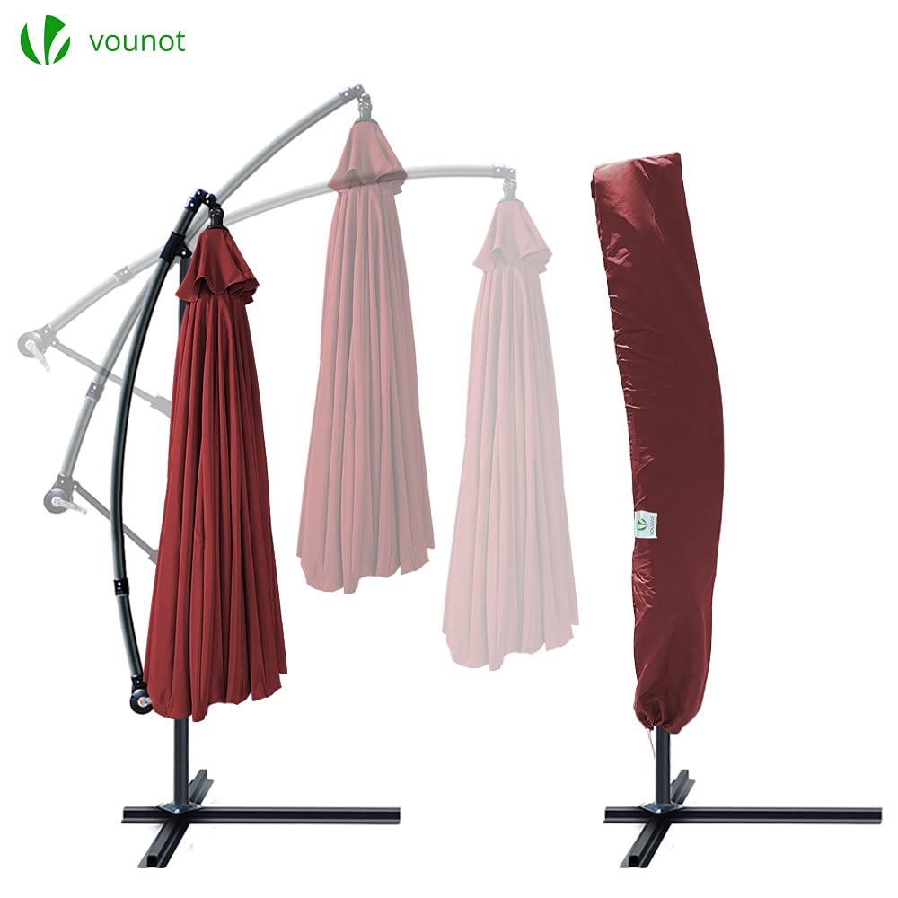VOUNOT 3m Cantilever Shanghai Parasol - Red Banana Garden Patio Umbrella