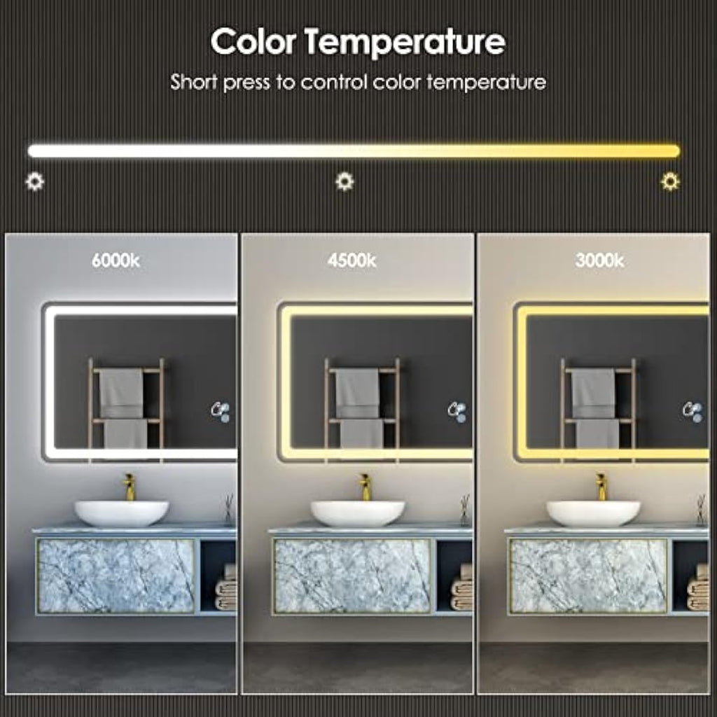 LED Bathroom Mirror | 50x70cm Anti-Fog Dimmable Vanity