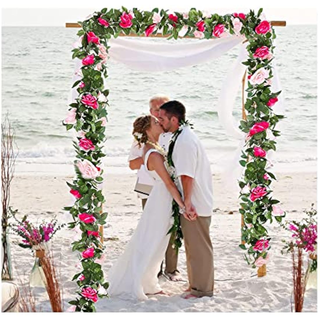 2-Pack Artificial Rose Flower Garland | 8.2ft Silk Floral Vine