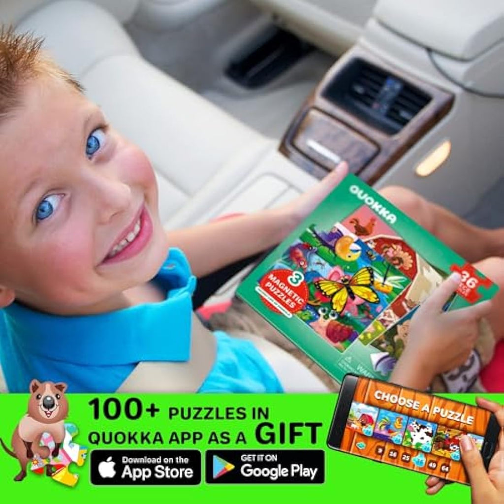 QUOKKA Magnetic Farm Animal Puzzles | 36pc Travel Toy for Kids Ages 3-5