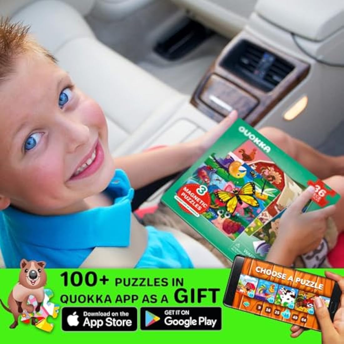 QUOKKA Magnetic Farm Animal Puzzles | 36pc Travel Toy for Kids Ages 3-5