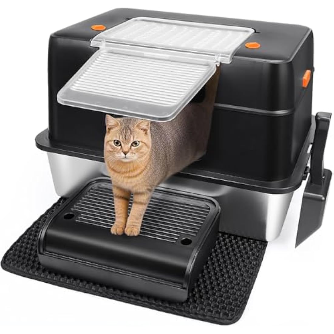 Vivifying Stainless Steel Cat Litter Box – Enclosed High-Sided Tray