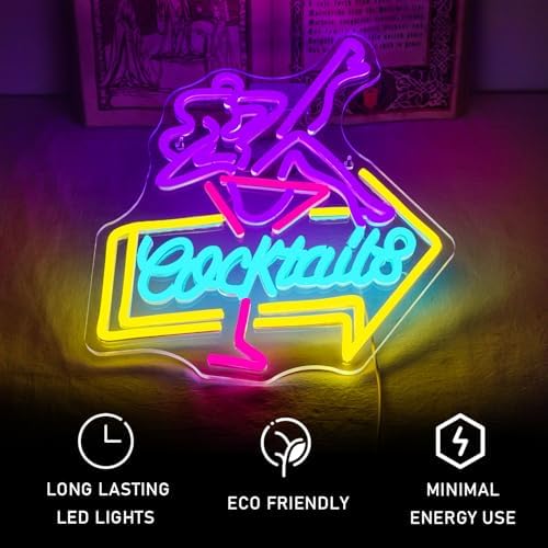 Lady Cocktail Neon Sign – Dimmable LED Wall Decor for Bars