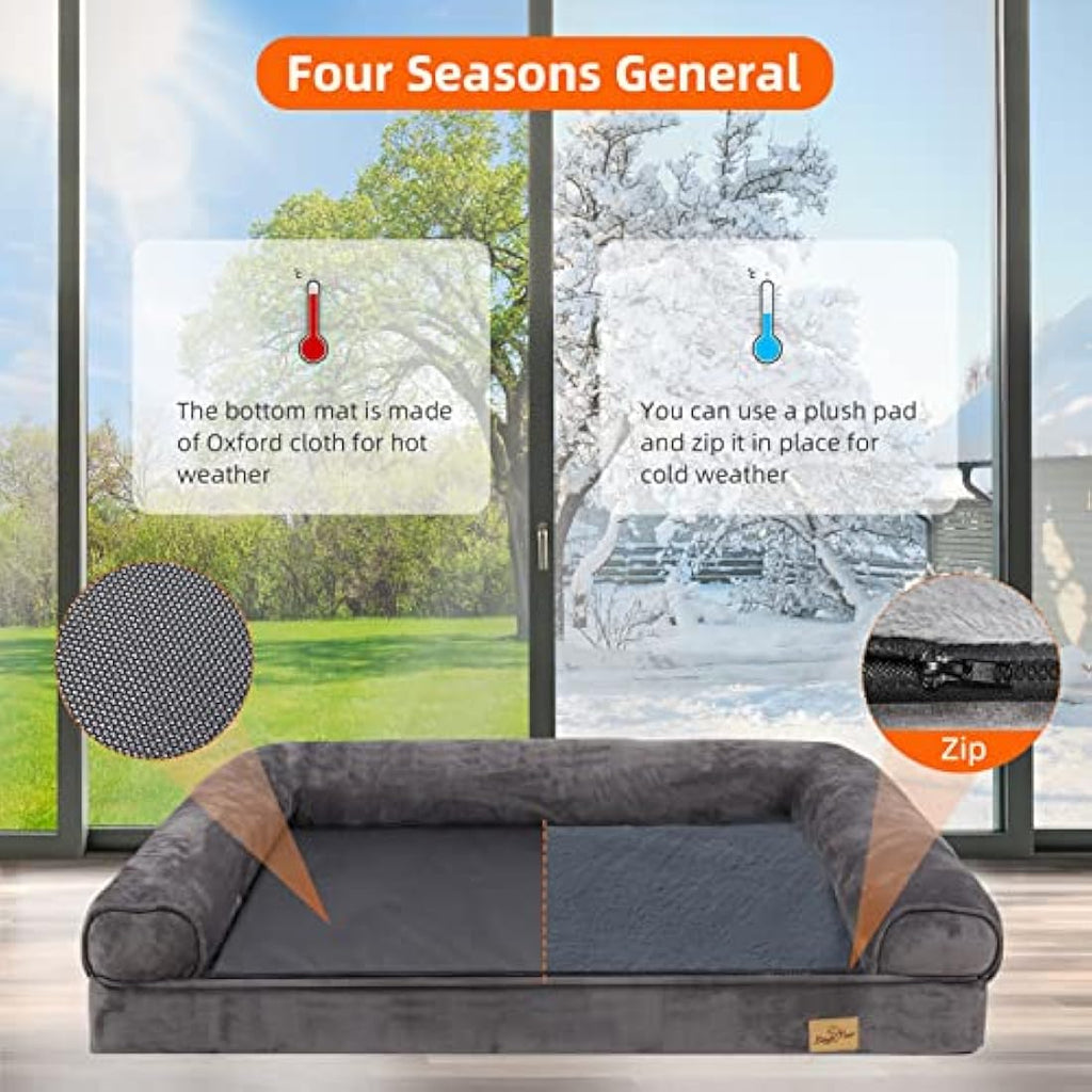 BingoPaw Orthopedic Memory Foam Dog Bed – Waterproof Washable Sofa Couch