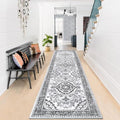 Enyhom Washable Hallway Runner Rug – 60x240cm Grey Non-Slip Boho Carpet