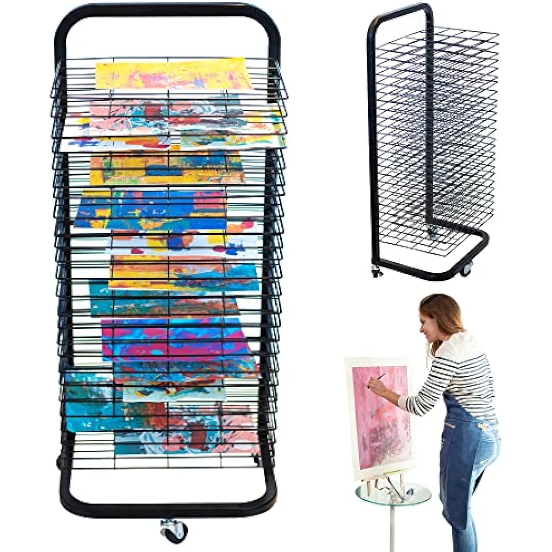Jolof Store Art Drying Rack – 25 Removable Shelves Mobile Metal Rack