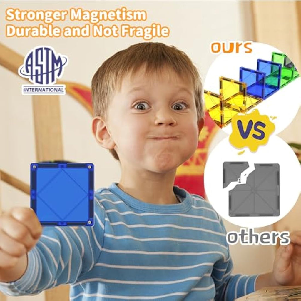 Magblock 120 PCS Magnetic Tiles – 3D Building Blocks STEM Toy for Kids