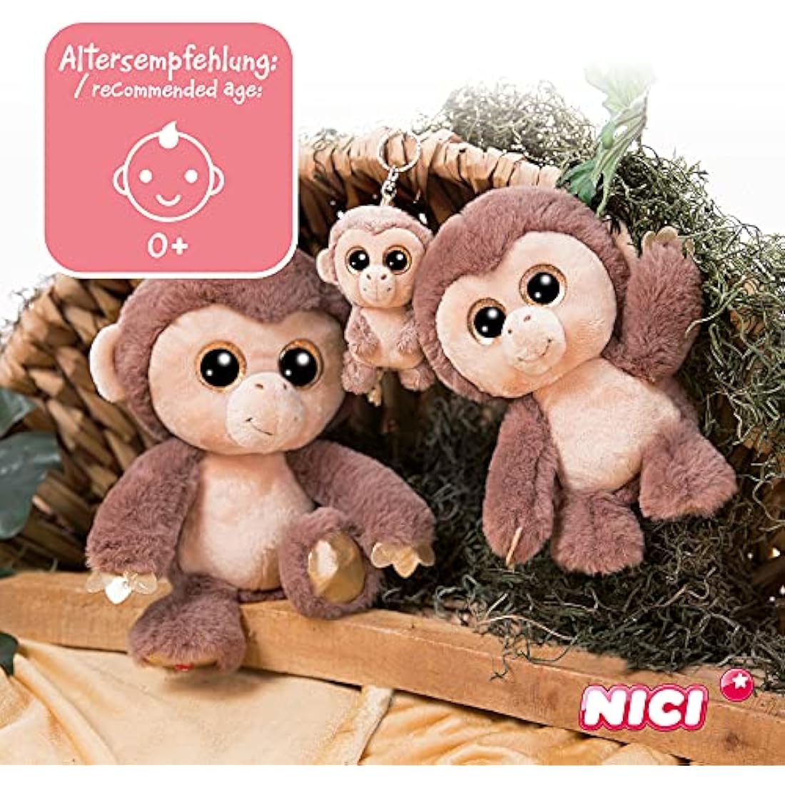 NICI Glubschis Monkey Hobson Plush – 15cm Safari Stuffed Animal Toy