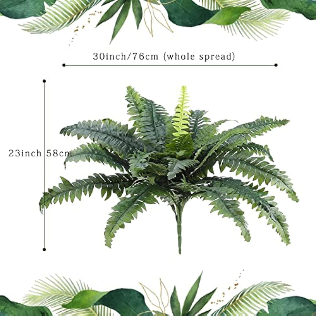 LOMOHOO Large Artificial Boston Ferns - 4 Pack UV Resistant Faux Plants
