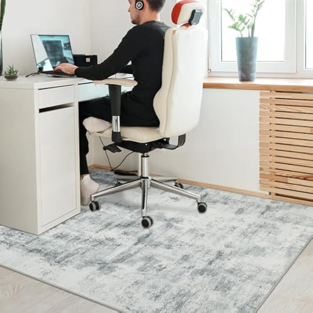 Office Chair Mat for Hardwood Floor | 120x150cm Grey Rubber