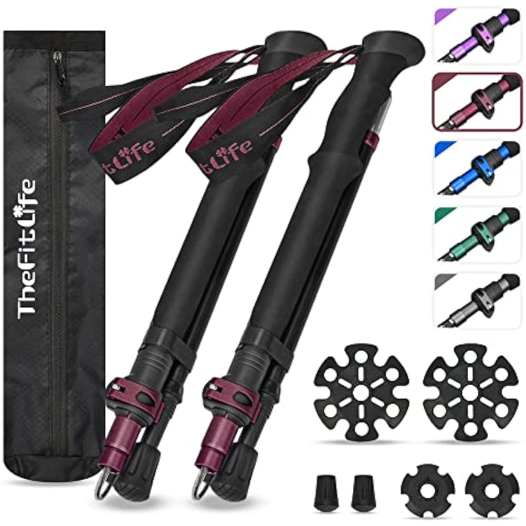 TheFitLife Collapsible Trekking Poles – Lightweight 7075 Aluminum Hiking Sticks