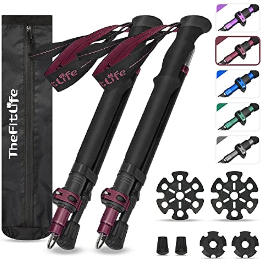 TheFitLife Collapsible Trekking Poles – Lightweight 7075 Aluminum Hiking Sticks