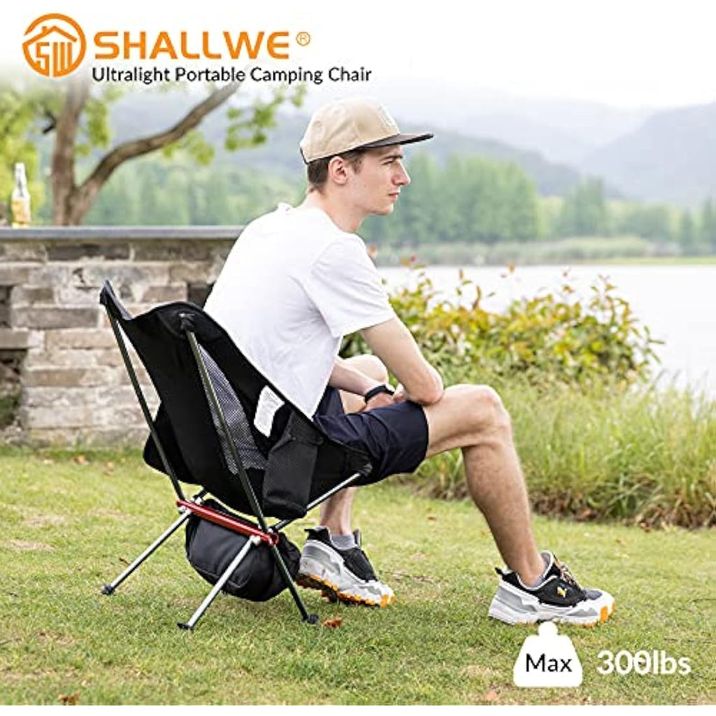 SHALLWE Ultralight Portable Camping Chair | Aluminum Folding Chair - Gray