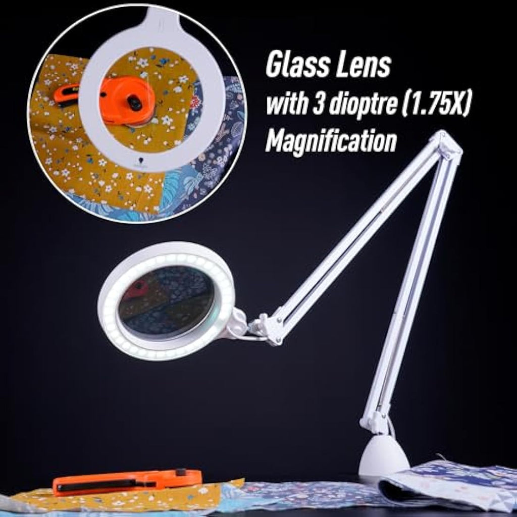 Magnifying Lamp – Dimmable LED Clip-On Mag Light, White