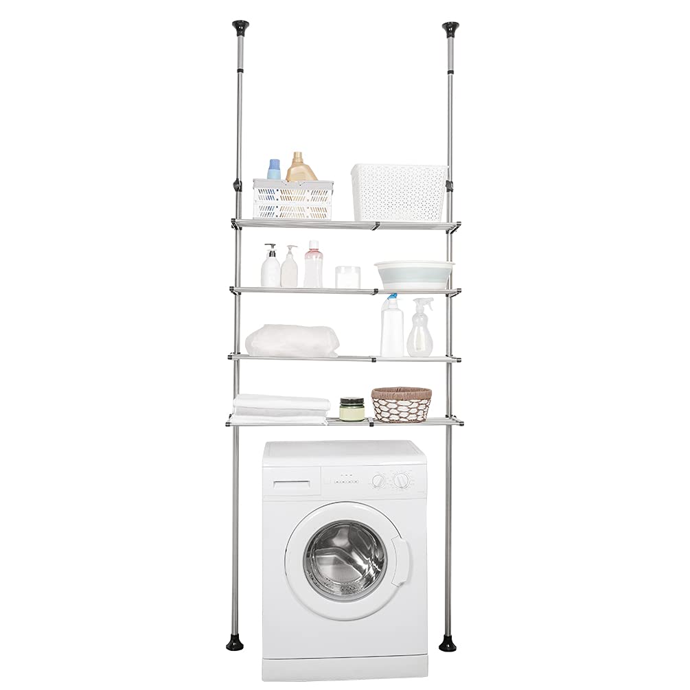 BAOYOUNI 4-Tier Over Toilet Storage Rack – Expandable Tension Shelf