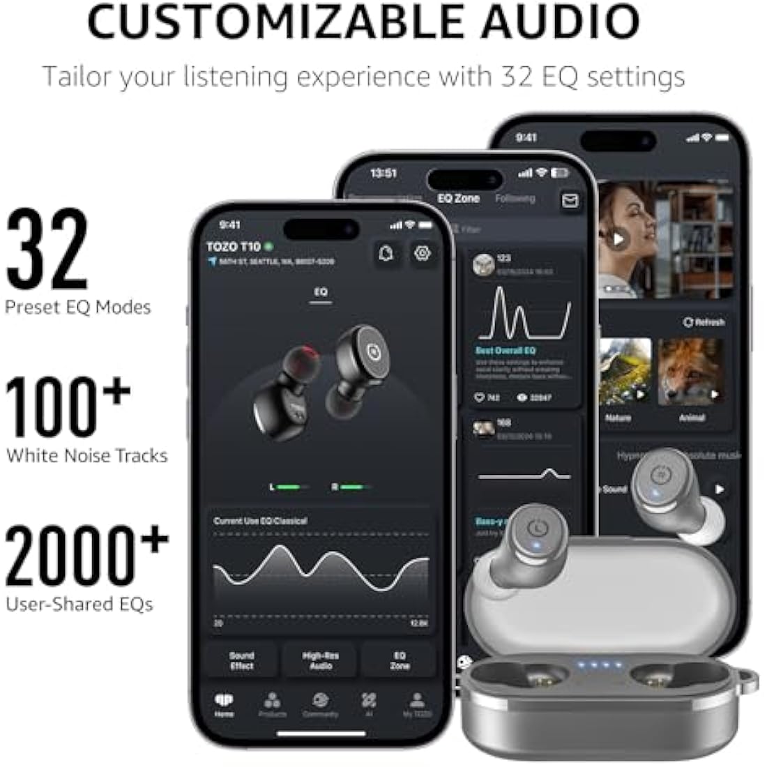 TOZO T10 Wireless Earbuds – IPX8 Waterproof Bluetooth 5.3 Headphones