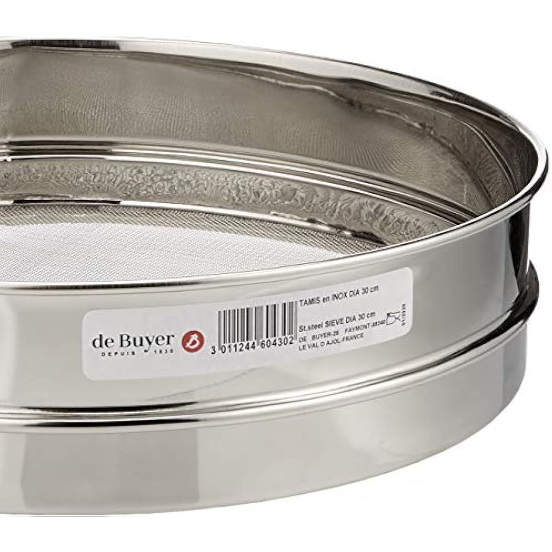 De Buyer Stainless Steel Fine Mesh Sieve – 30cm Pastry Flour Sifter