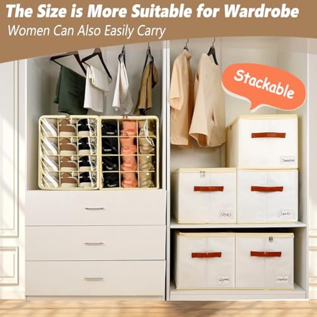 Patinao 2-Pack Shoe Storage Box Organiser – 24 Cell Stackable Closet Bin