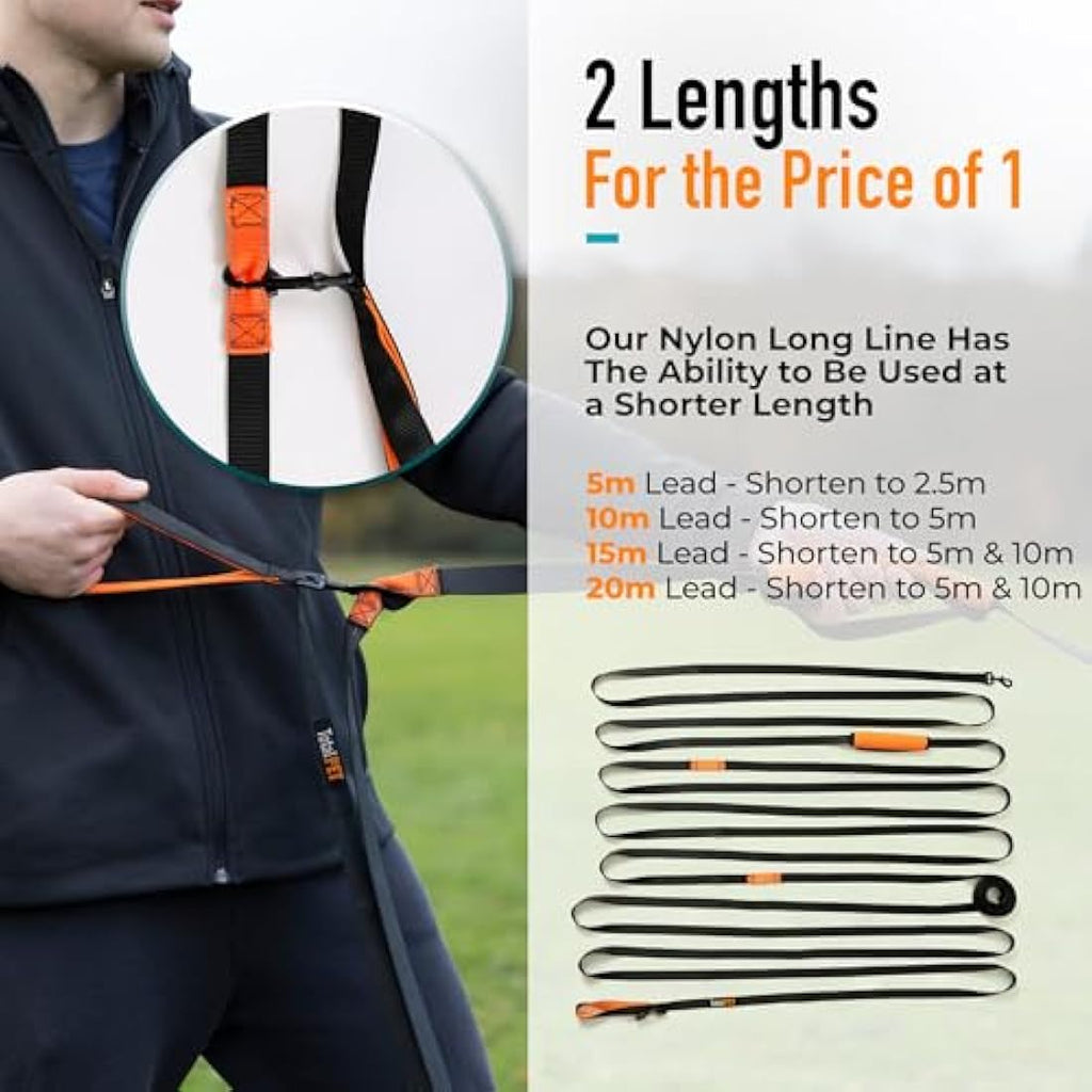 Total Pet 15m Dog Training Lead | Long Line Nylon Recall Leash