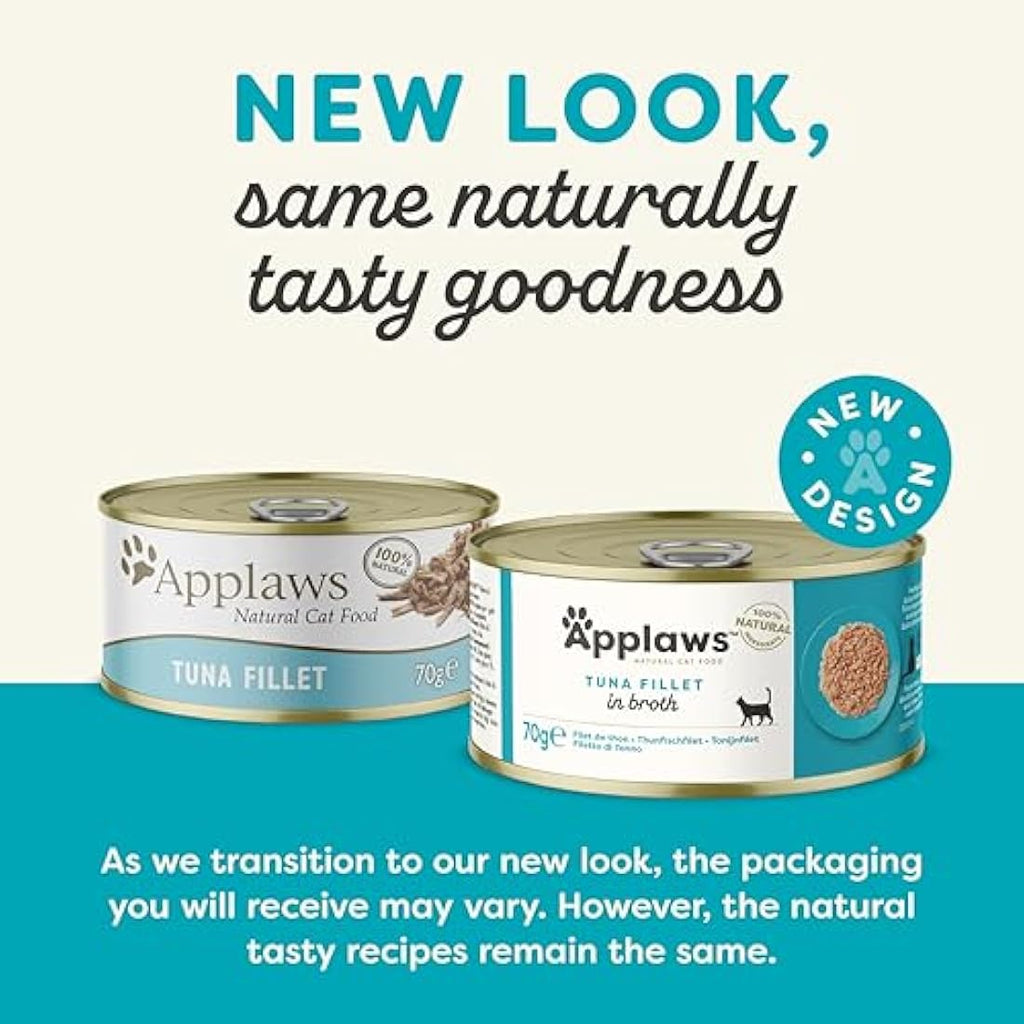 Applaws Natural Wet Cat Food – Tuna Fillet in Broth (24 x 70g Tins)