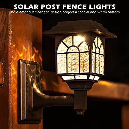 LeiDrail Solar Fence Lights – Waterproof Warm White Outdoor Wall Decor, 4 Pack