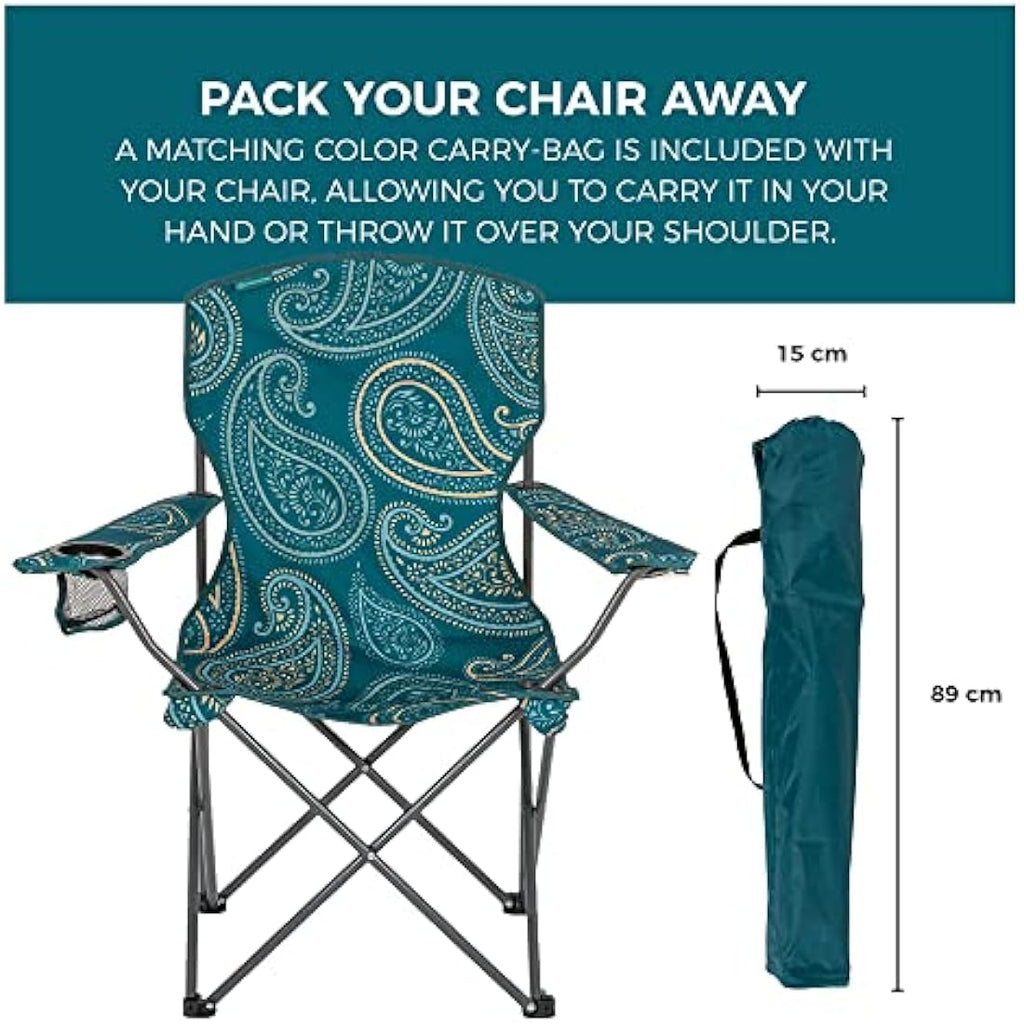 Highlander Camping Chair – Lightweight Folding Steel Chair with Cup Holder