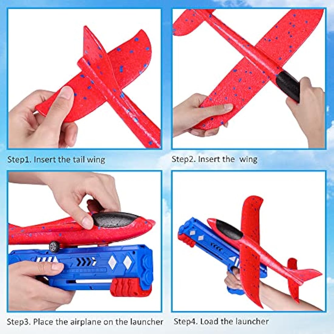 Ksera Airplane Toy Launcher with 2 Foam Gliders - Outdoor Gift for Kids