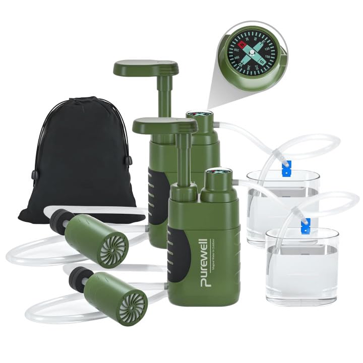 Purewell Water Purifier Pump | 0.01 Micron 4-Stage Portable Filter (2PCS)