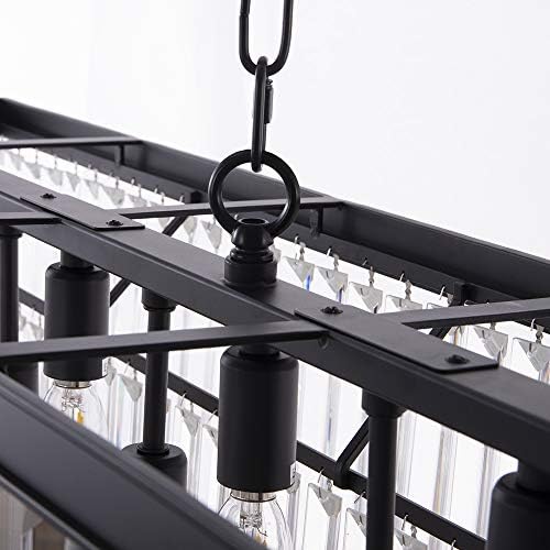 Wellmet 9-Light Crystal Chandelier – Modern Black Kitchen Island Light