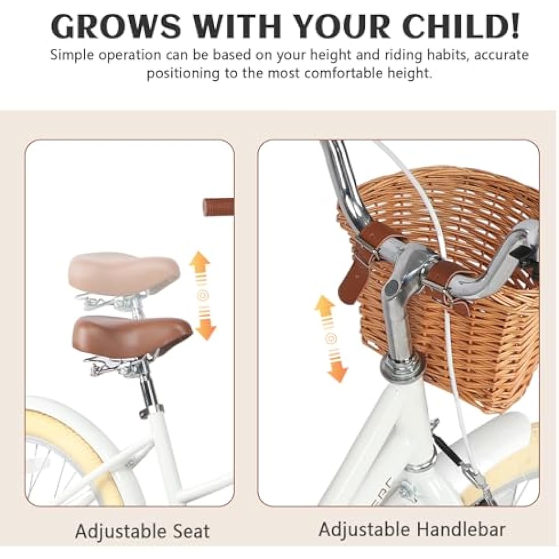 Glerc Little Molly 20 Inch Kids Retro Girls Bike with Wicker Basket