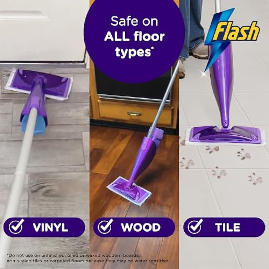 Flash Power Spray Mop Floor Cleaner Starter Kit with 3 Pads
