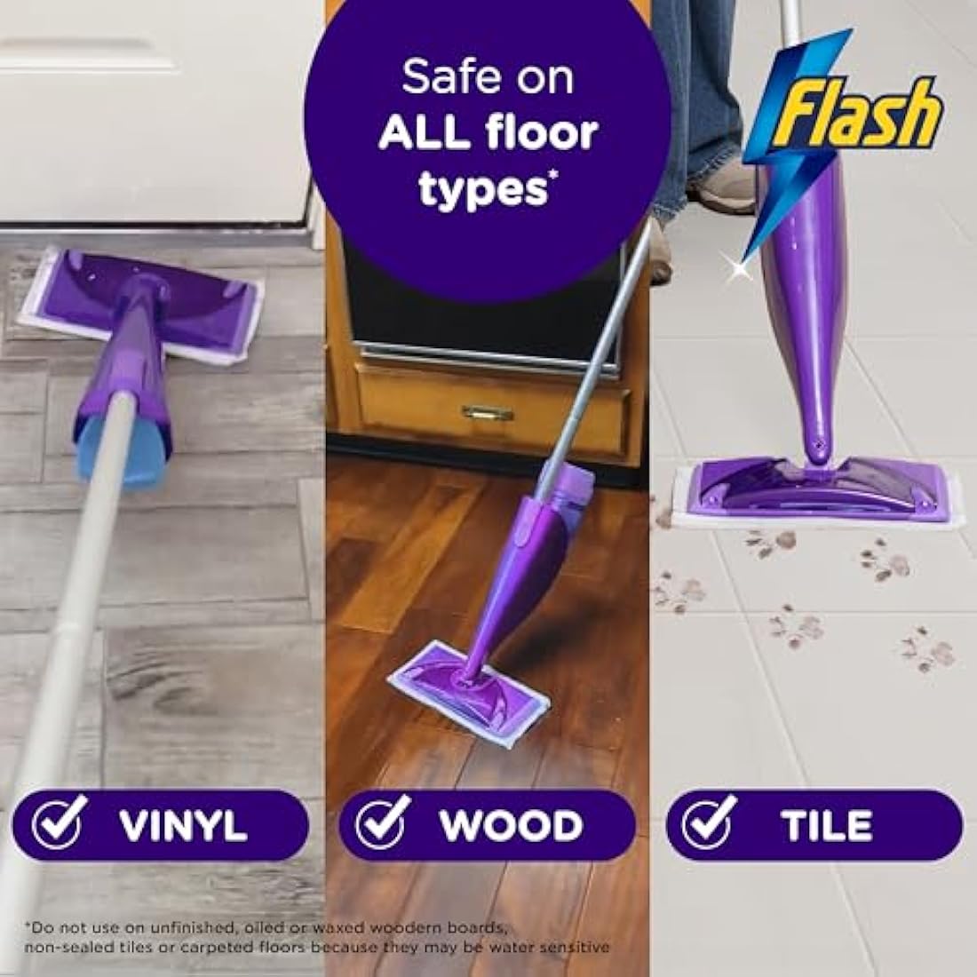 Flash Power Spray Mop Floor Cleaner Starter Kit with 3 Pads