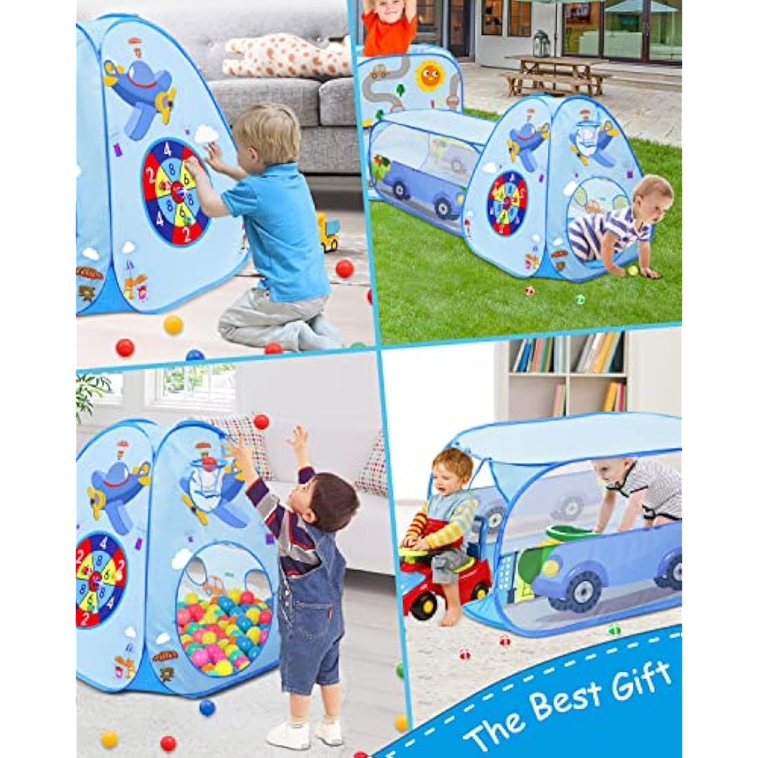 MAIKEHIGH 3-in-1 Kids Play Tent and Tunnel | Pop Up Ball Pit Playhouse