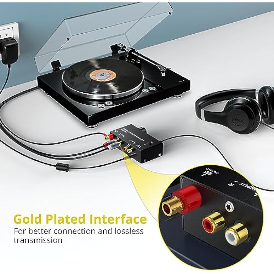 PROZOR Phono Preamp for M/M Turntable with Volume Control and RCA 3.5mm