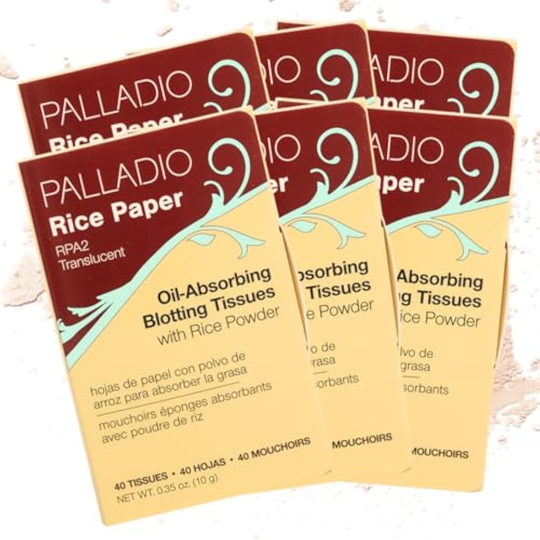 Palladio Rice Paper Blotting Sheets for Oily Skin | Translucent, 6 Pack