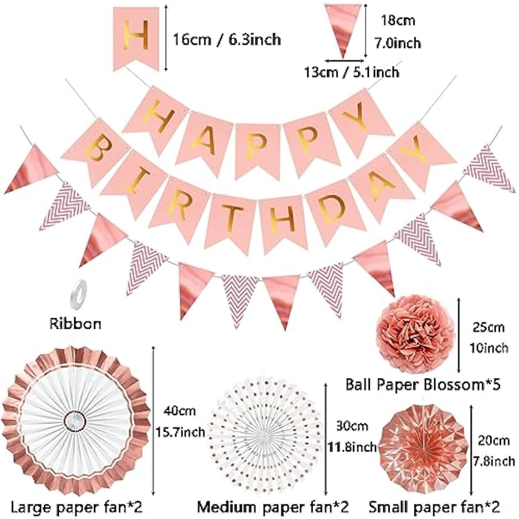 Wonsta Rose Gold Reusable Birthday Decorations Kit – Eco-Friendly Party Set
