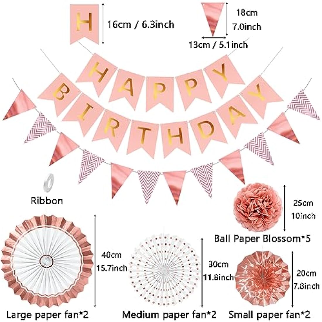 Wonsta Rose Gold Reusable Birthday Decorations Kit – Eco-Friendly Party Set