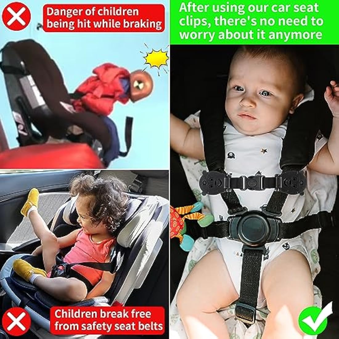 QOPAHI Car Seat Strap Anti Escape – 2 Pack Monkey Baby Harness Chest Clip