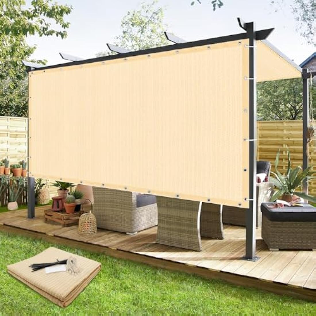KANAGAWA 12'x20' Sun Shade Cloth | 90% UV Block HDPE Privacy Screen