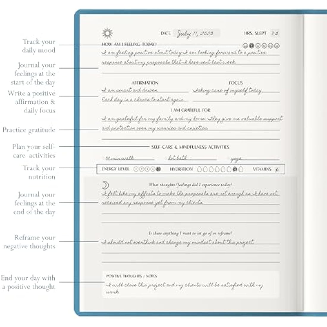 LIFTINSPIRE CO. Mental Health Journal – 6-Month Guided Wellness Planner