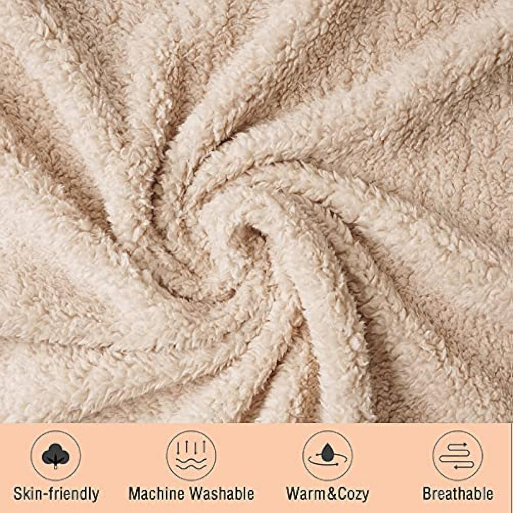 Luciphia Soft Fleece Pet Blankets - 3 Pack Fluffy Dog Throw, Beige, Large