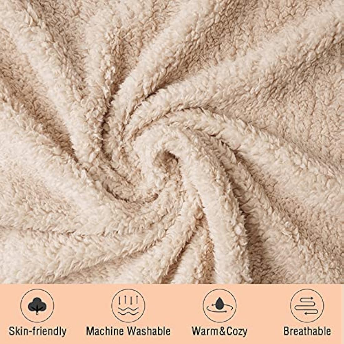 Luciphia Soft Fleece Pet Blankets - 3 Pack Fluffy Dog Throw, Beige, Large