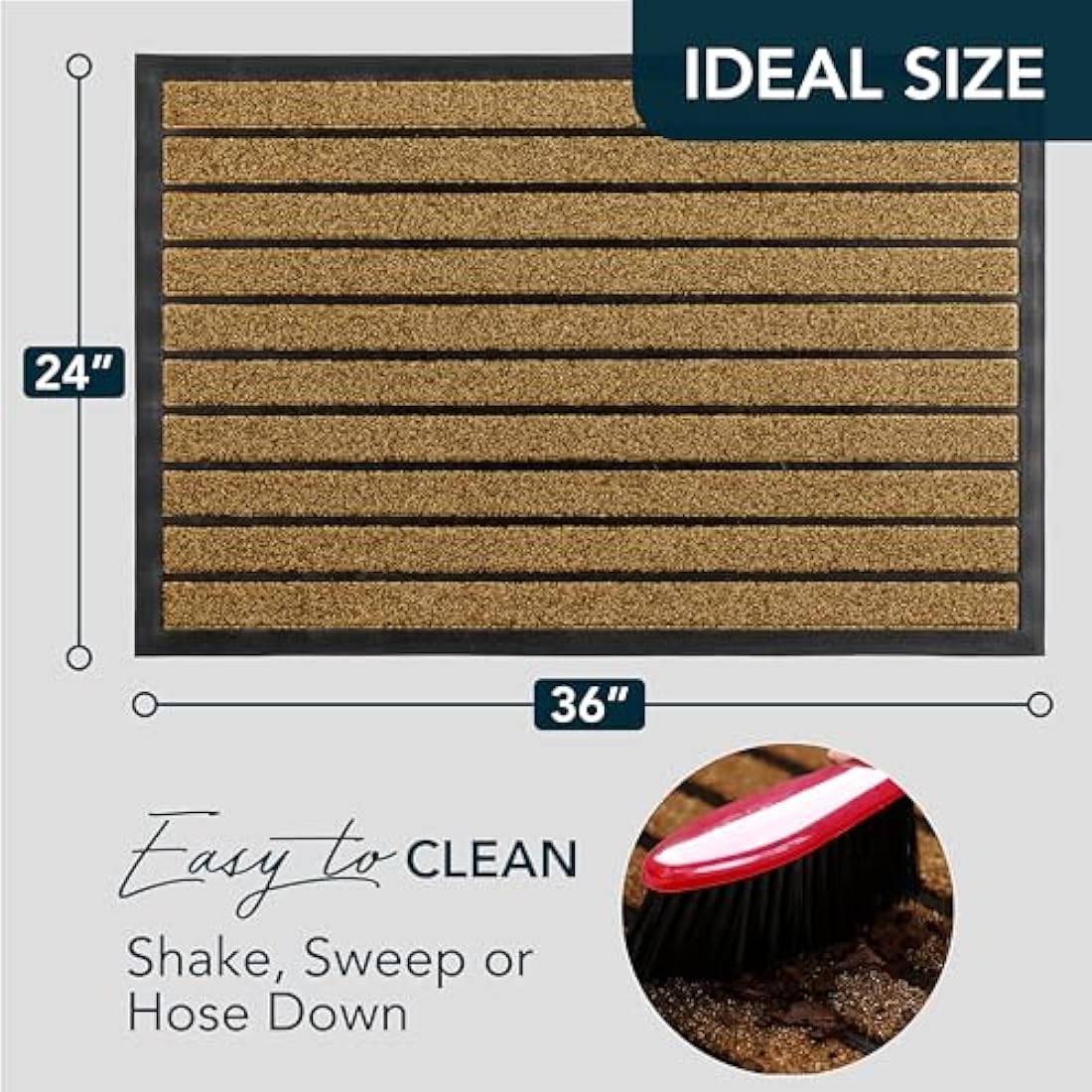 ubdyo Indoor Door Mat – Non-Slip Dirt Trapping Entryway Rug, Bright Brown