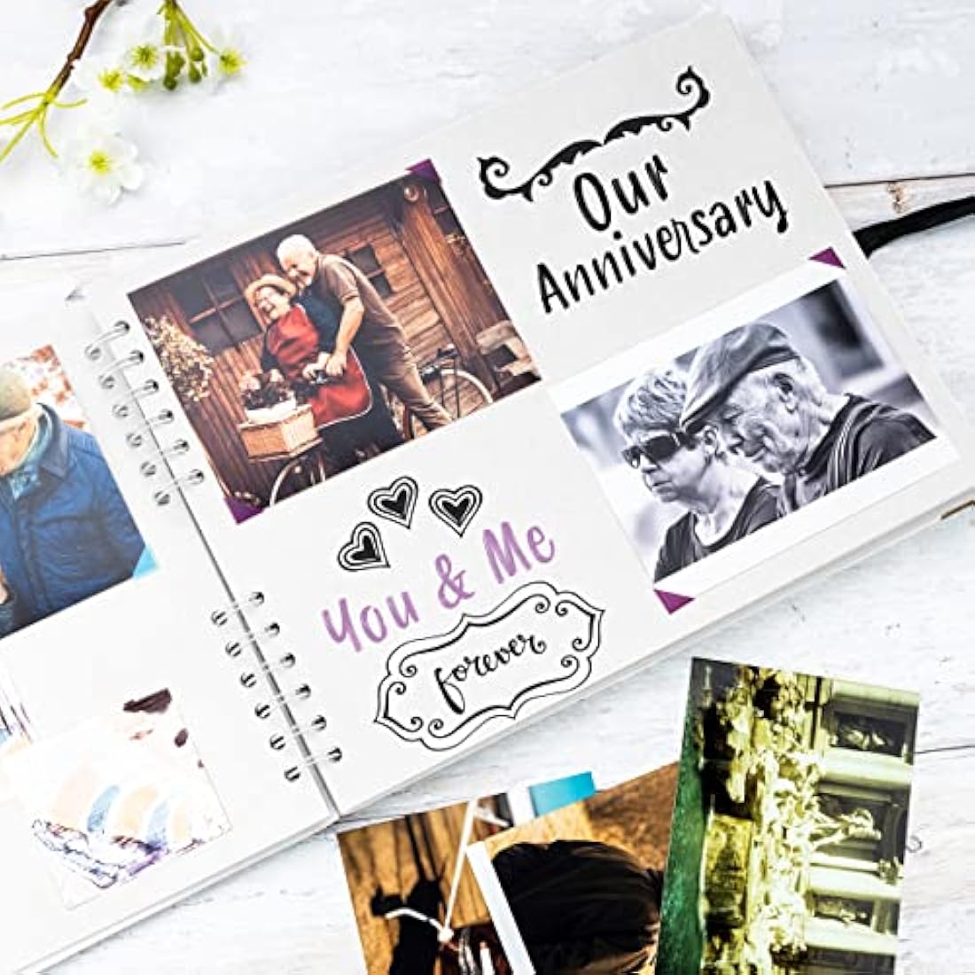 Square Scrapbook Photo Album – 50 White Pages Hardcover